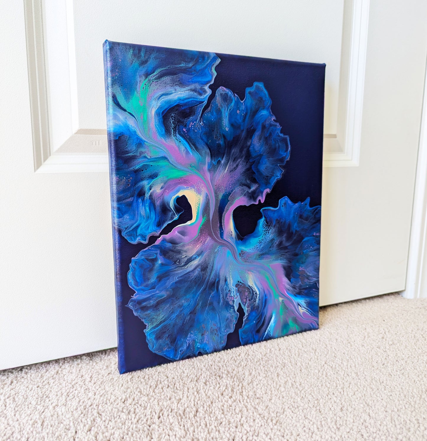 original acrylic fluid artwork named Bioluminescence 11x14in