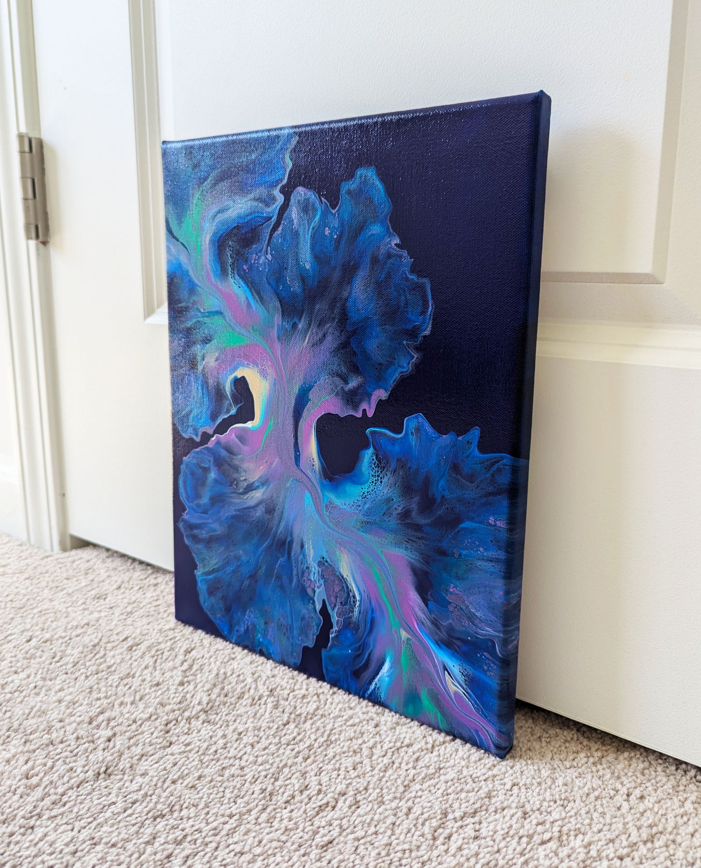original acrylic fluid artwork named Bioluminescence 11x14in