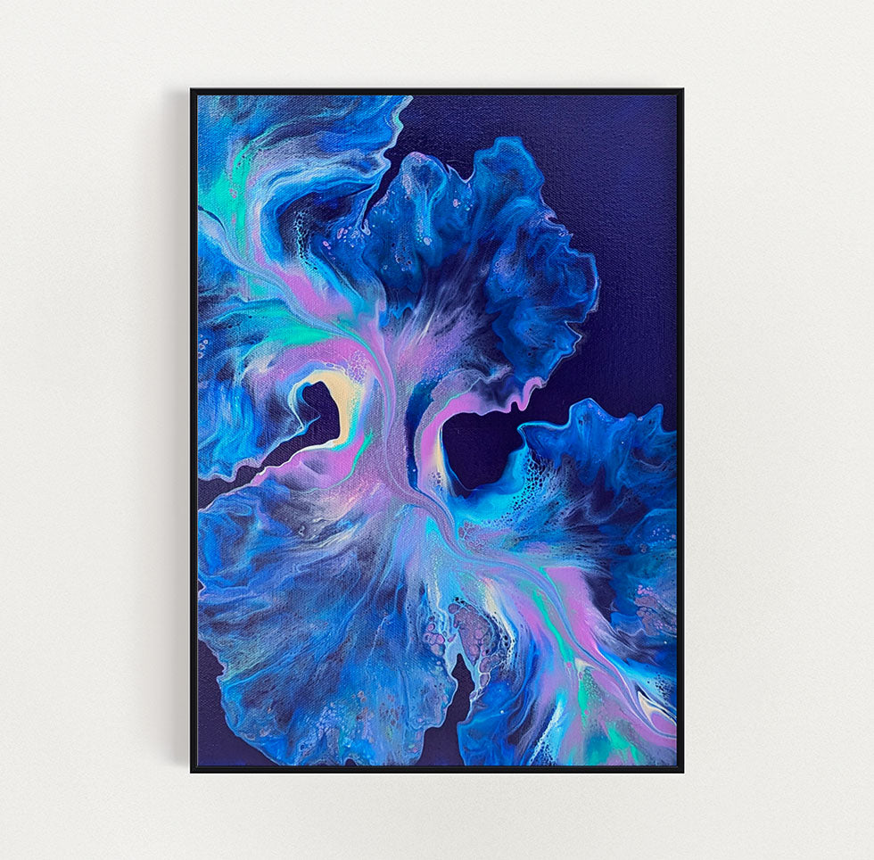 original acrylic fluid artwork named Bioluminescence 11x14in