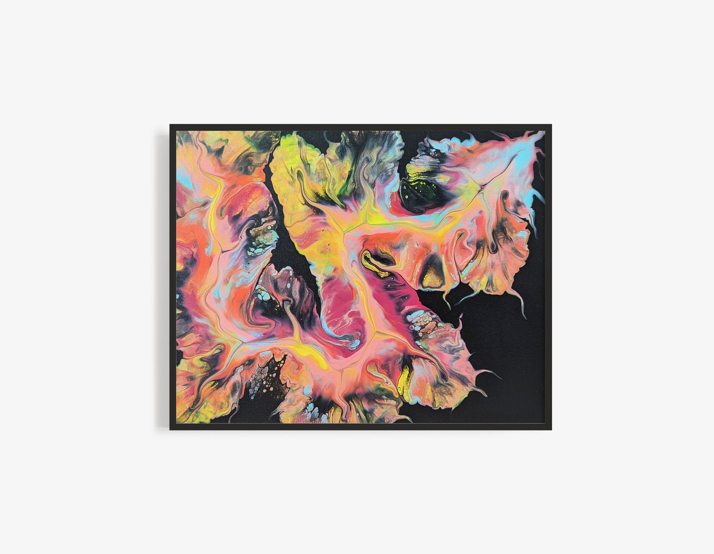 original acrylic fluid artwork named Festive Dragon 16x20in