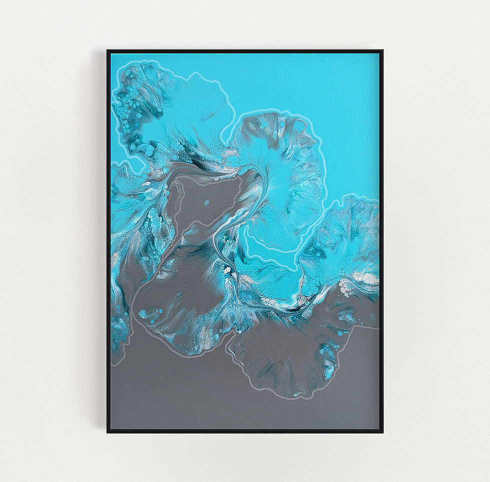 original acrylic fluid artwork named Glacier 16x20in