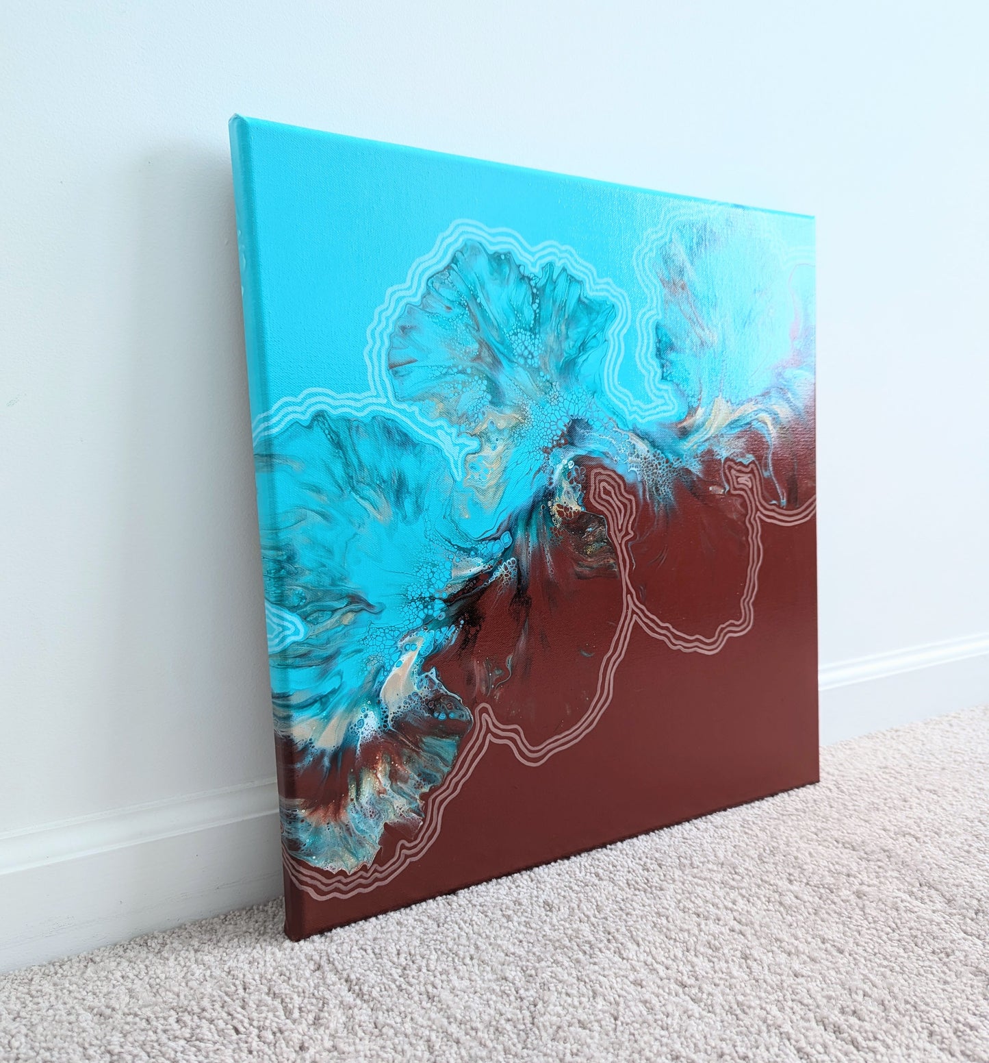 original acrylic fluid artwork named Growth & Change 18x18in