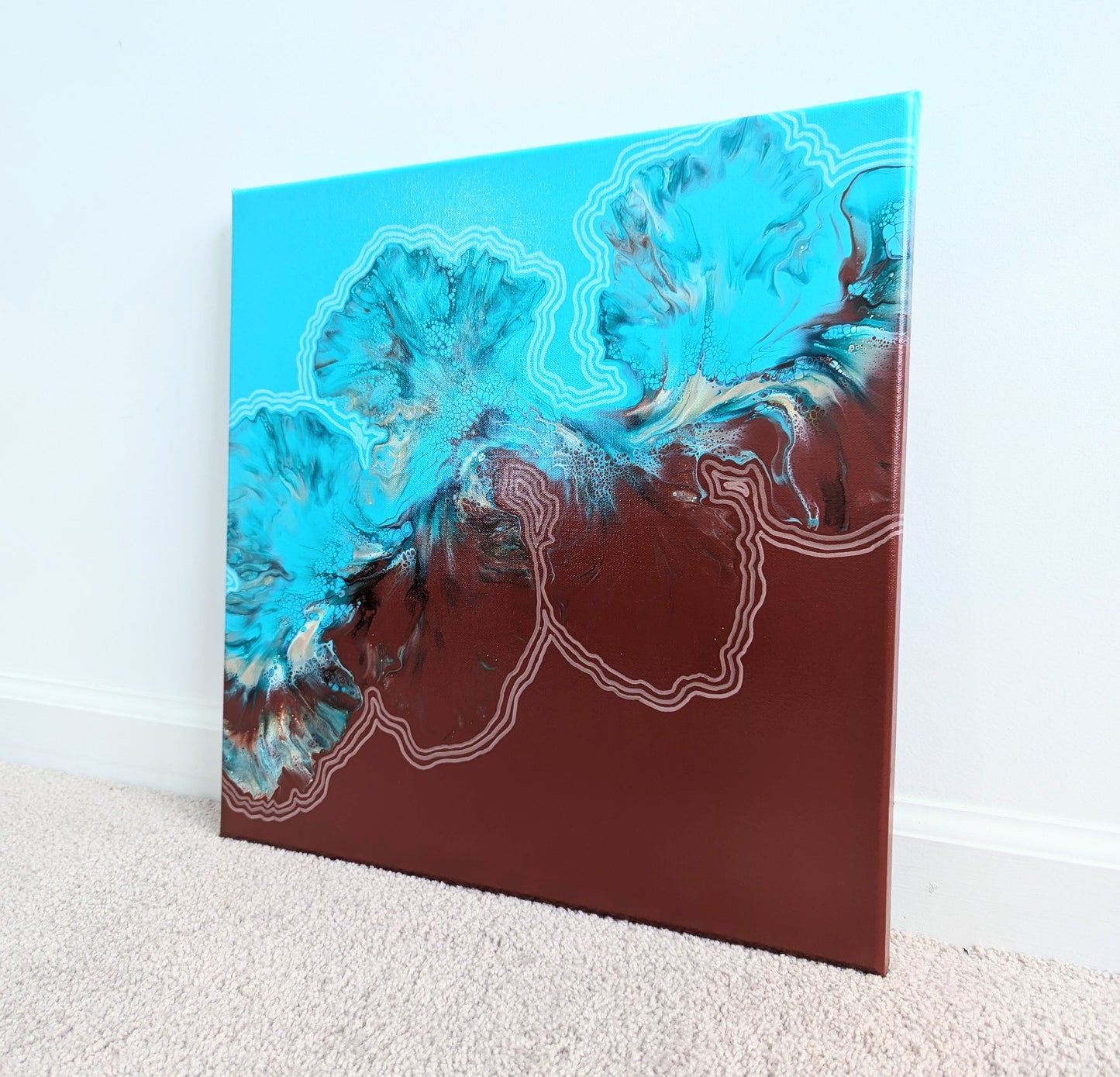 original acrylic fluid artwork named Growth & Change 18x18in