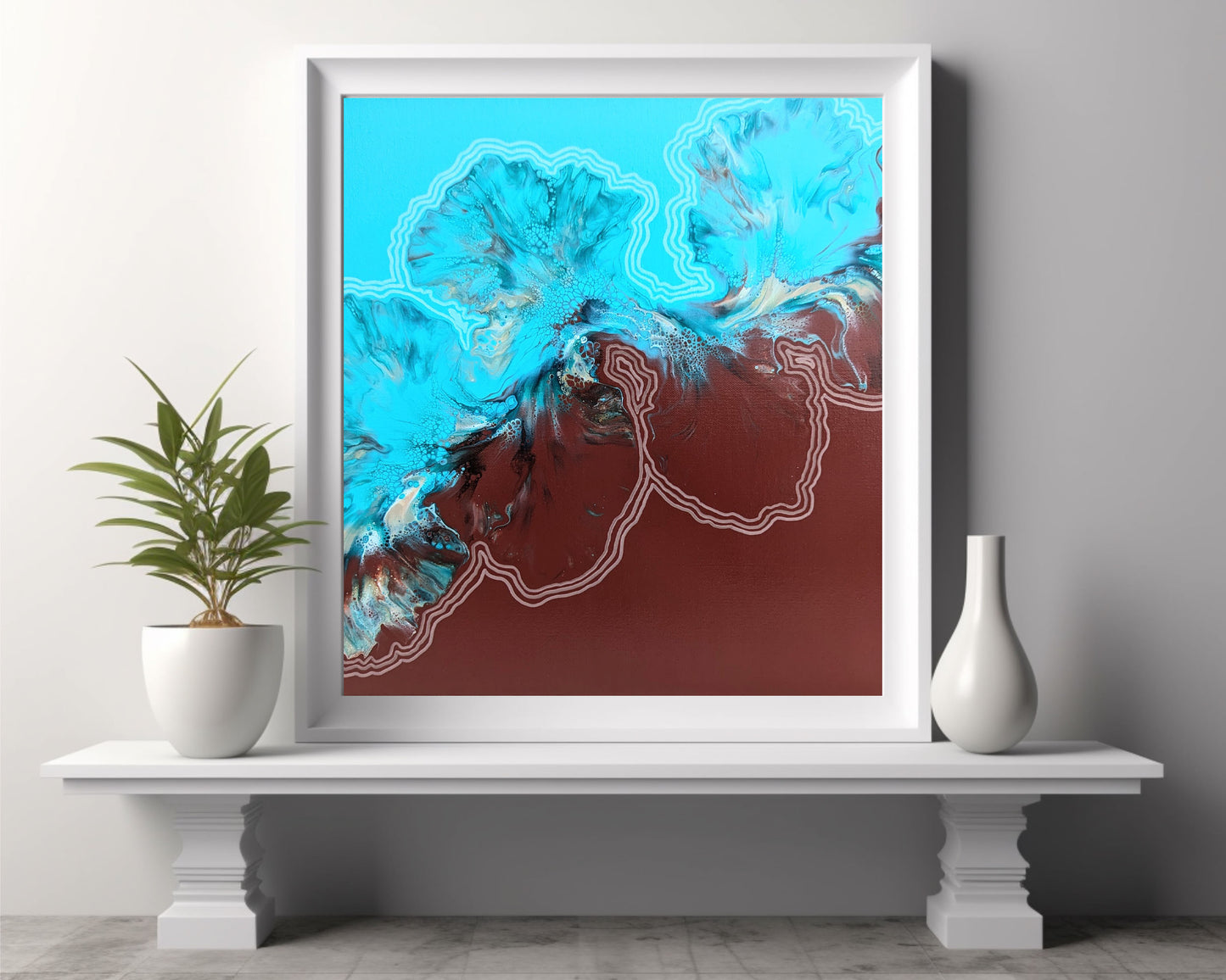 original acrylic fluid artwork named Growth & Change 18x18in