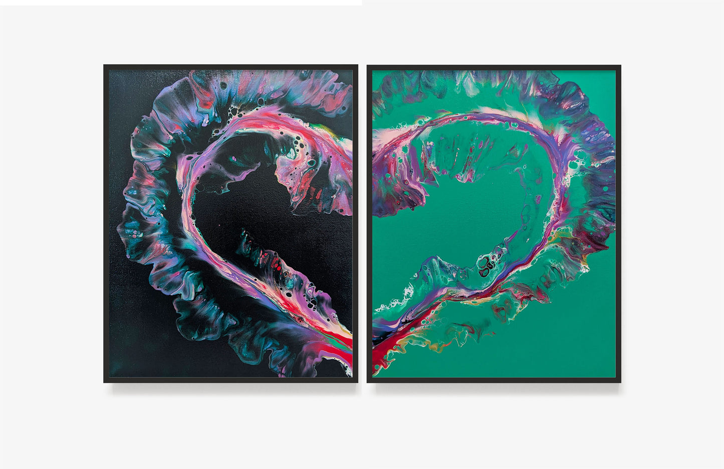 original acrylic fluid artwork named Heart 2 16x20in