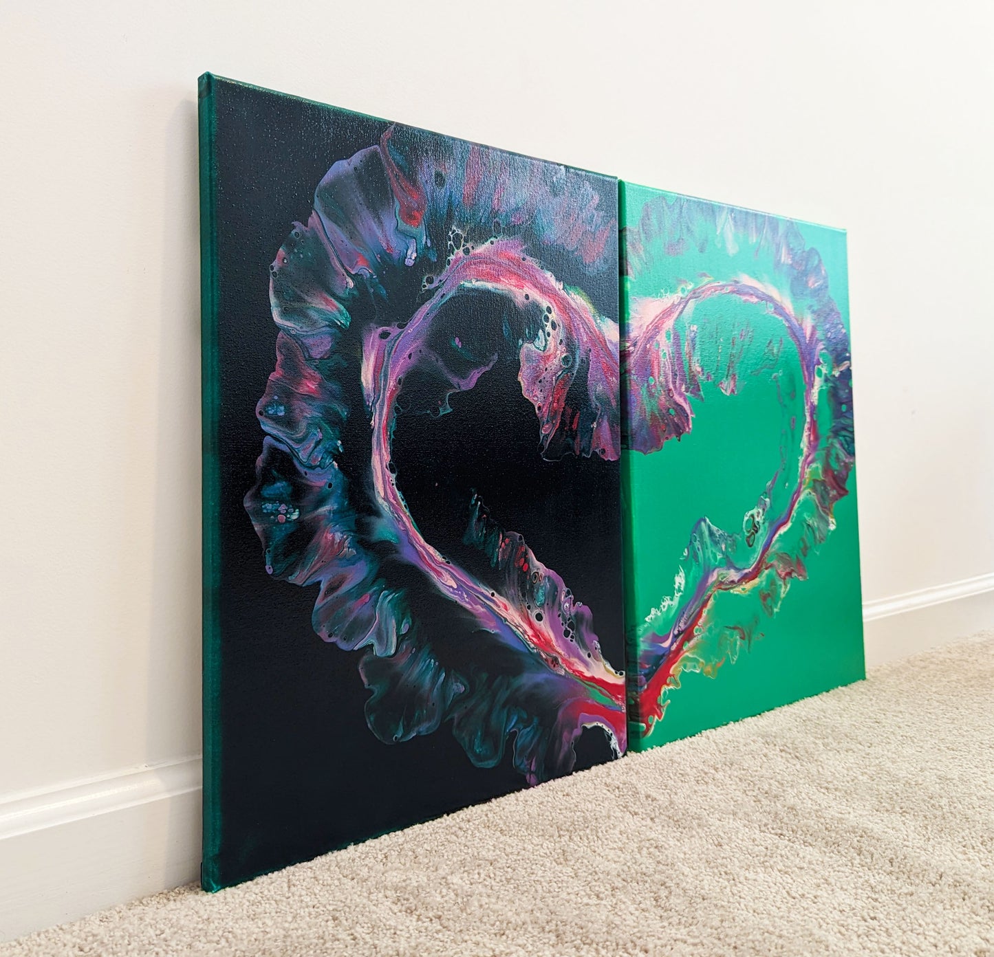 original acrylic fluid artwork named Heart 2 16x20in