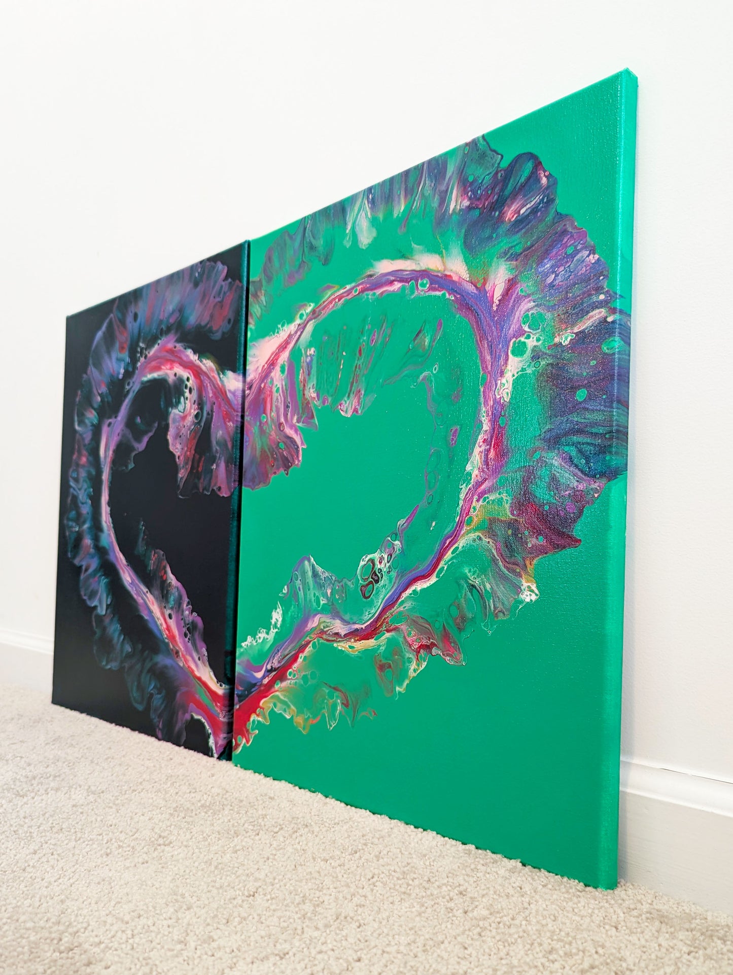 original acrylic fluid artwork named Heart 2 16x20in