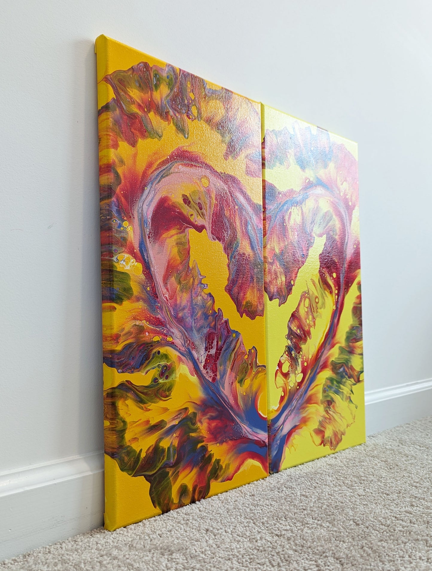 original acrylic fluid artwork named Heart3 10x20in