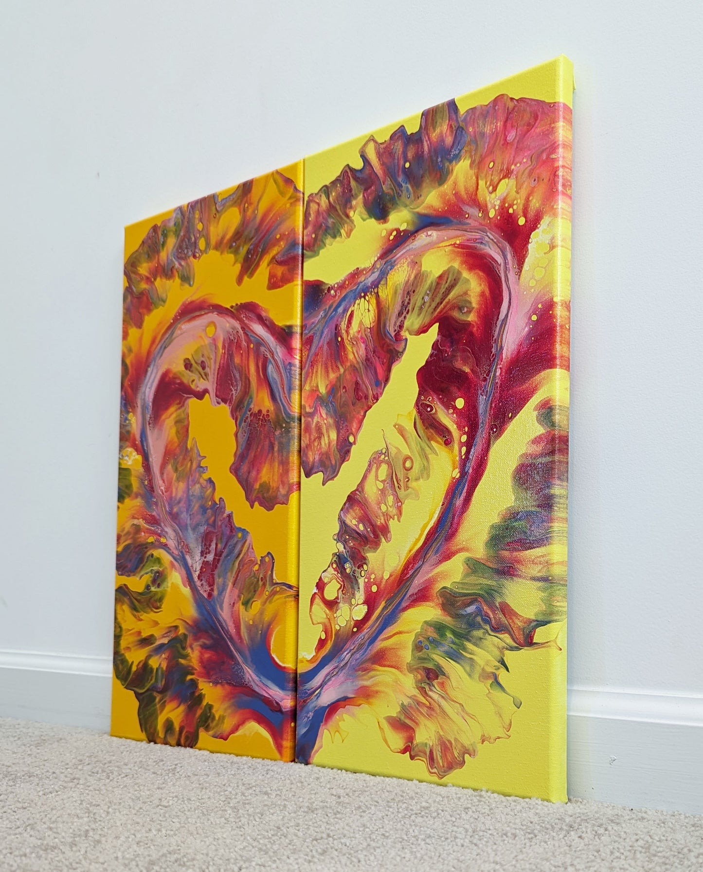 original acrylic fluid artwork named Heart3 10x20in