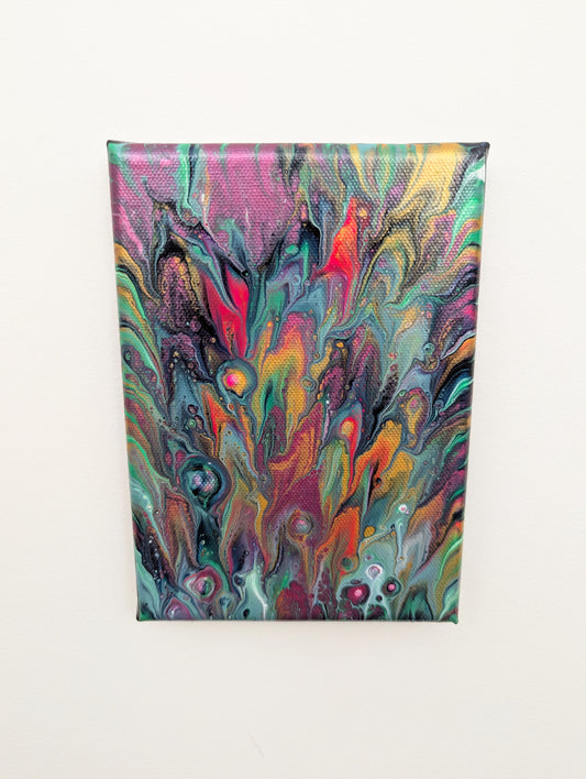 original acrylic fluid artwork named Jaunty 5x7in