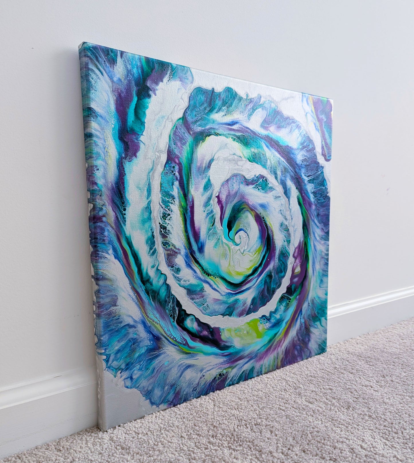 original acrylic fluid artwork named King Peacock 18x18in