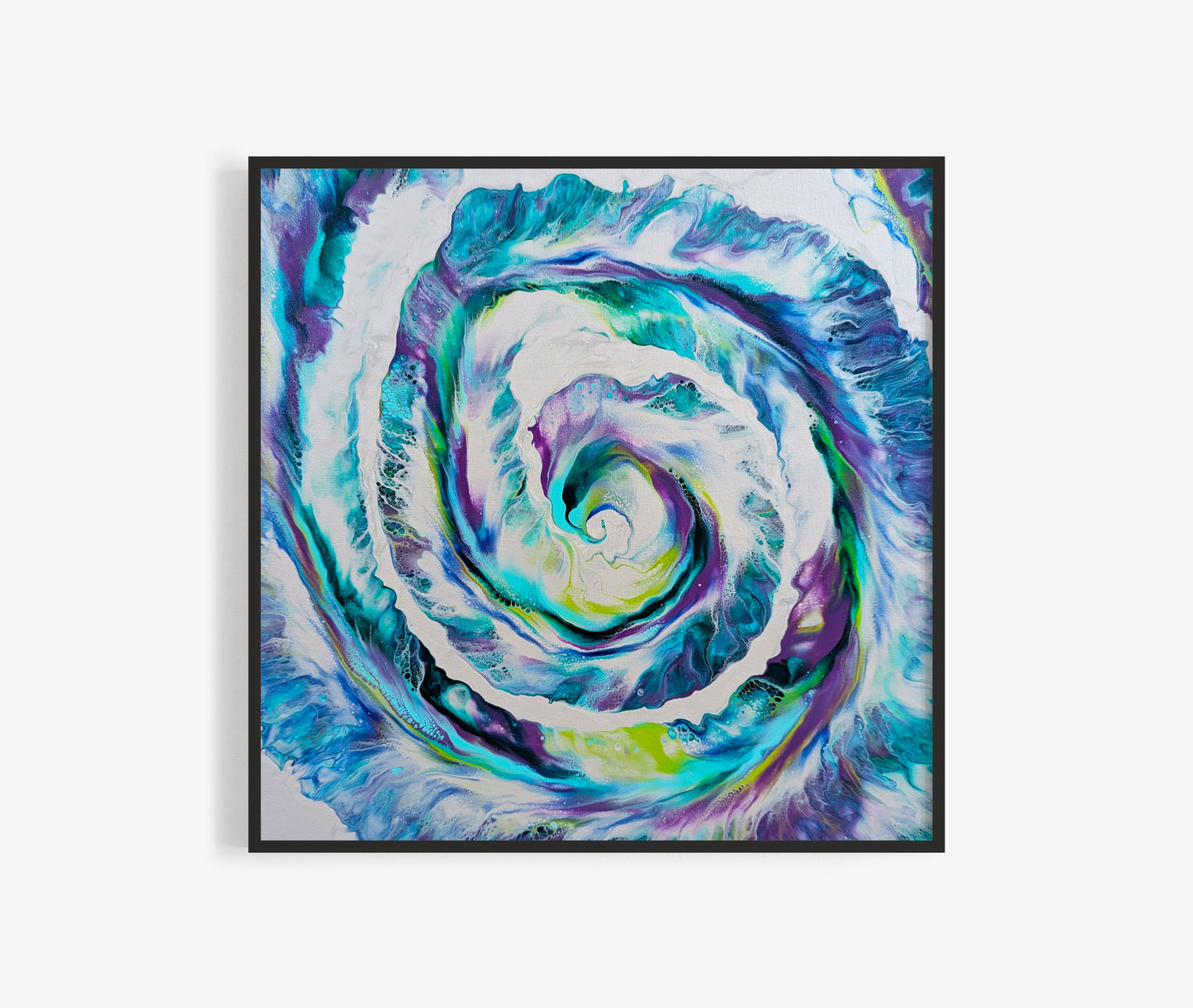 original acrylic fluid artwork named King Peacock 18x18in