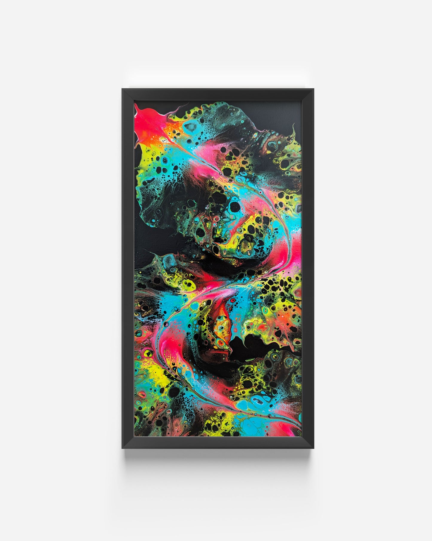 original acrylic fluid artwork named Koi (Yin) 12x24in