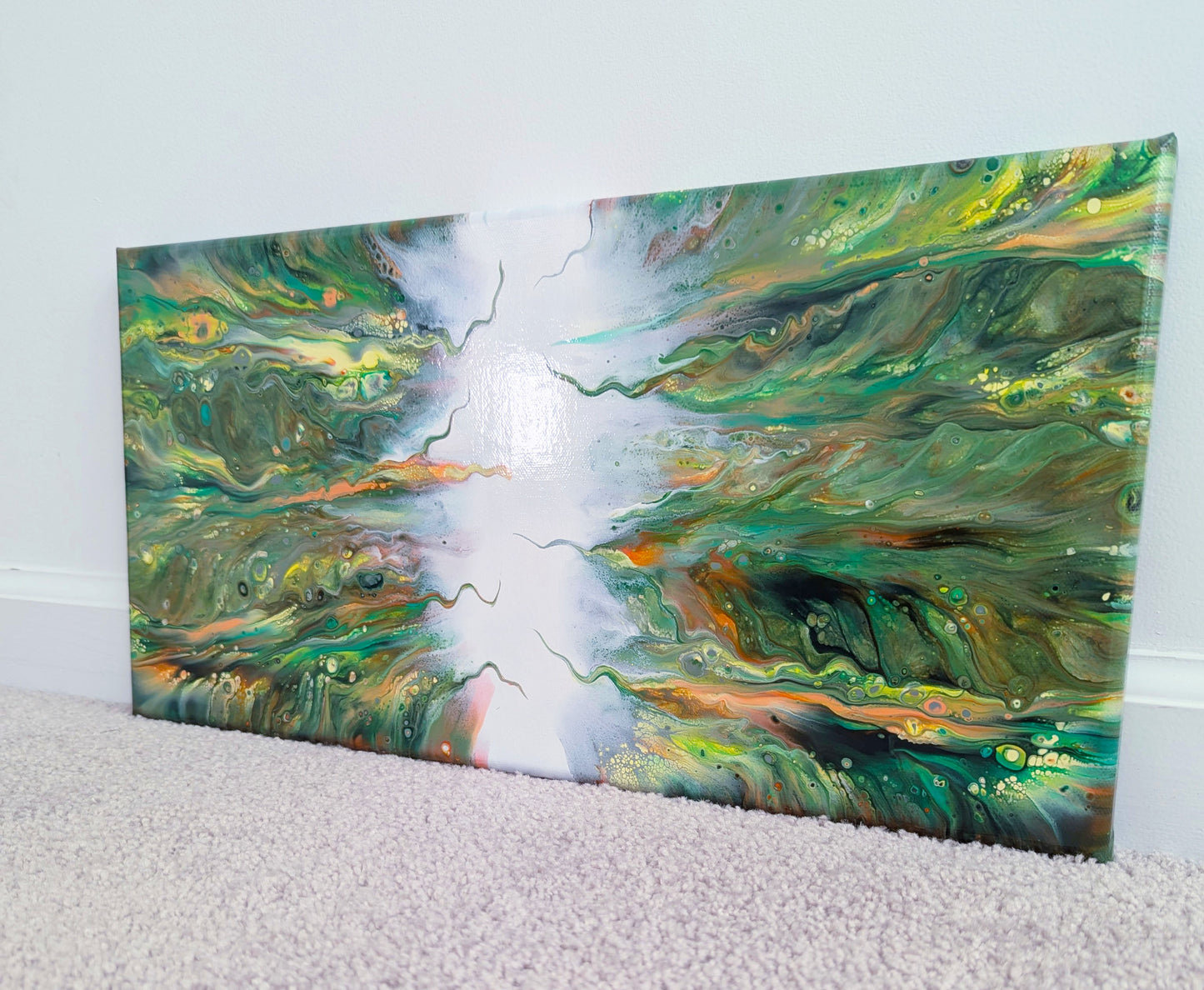 original acrylic fluid artwork named Lush 10x20in
