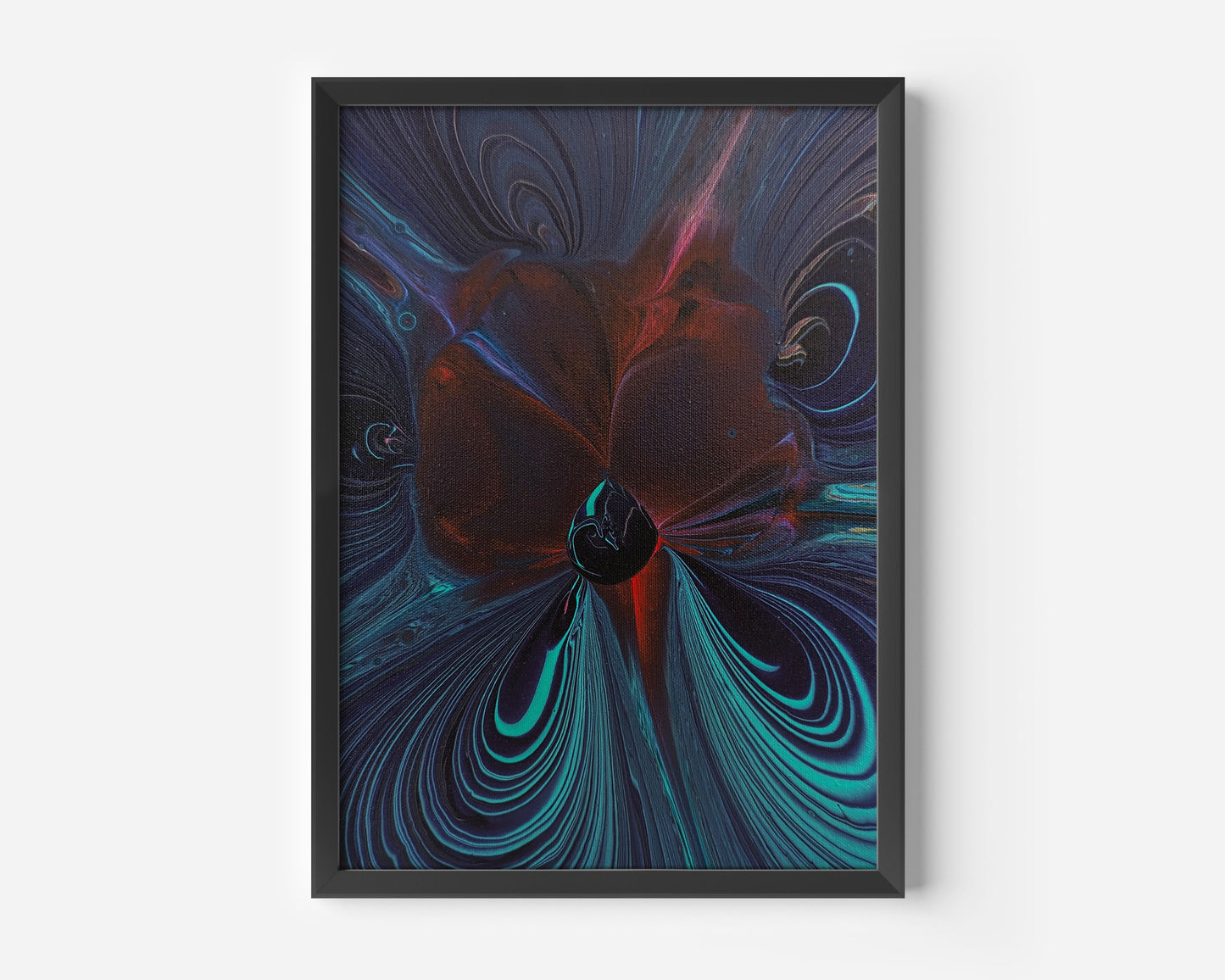 original acrylic fluid artwork named Night Orchid 11x14in