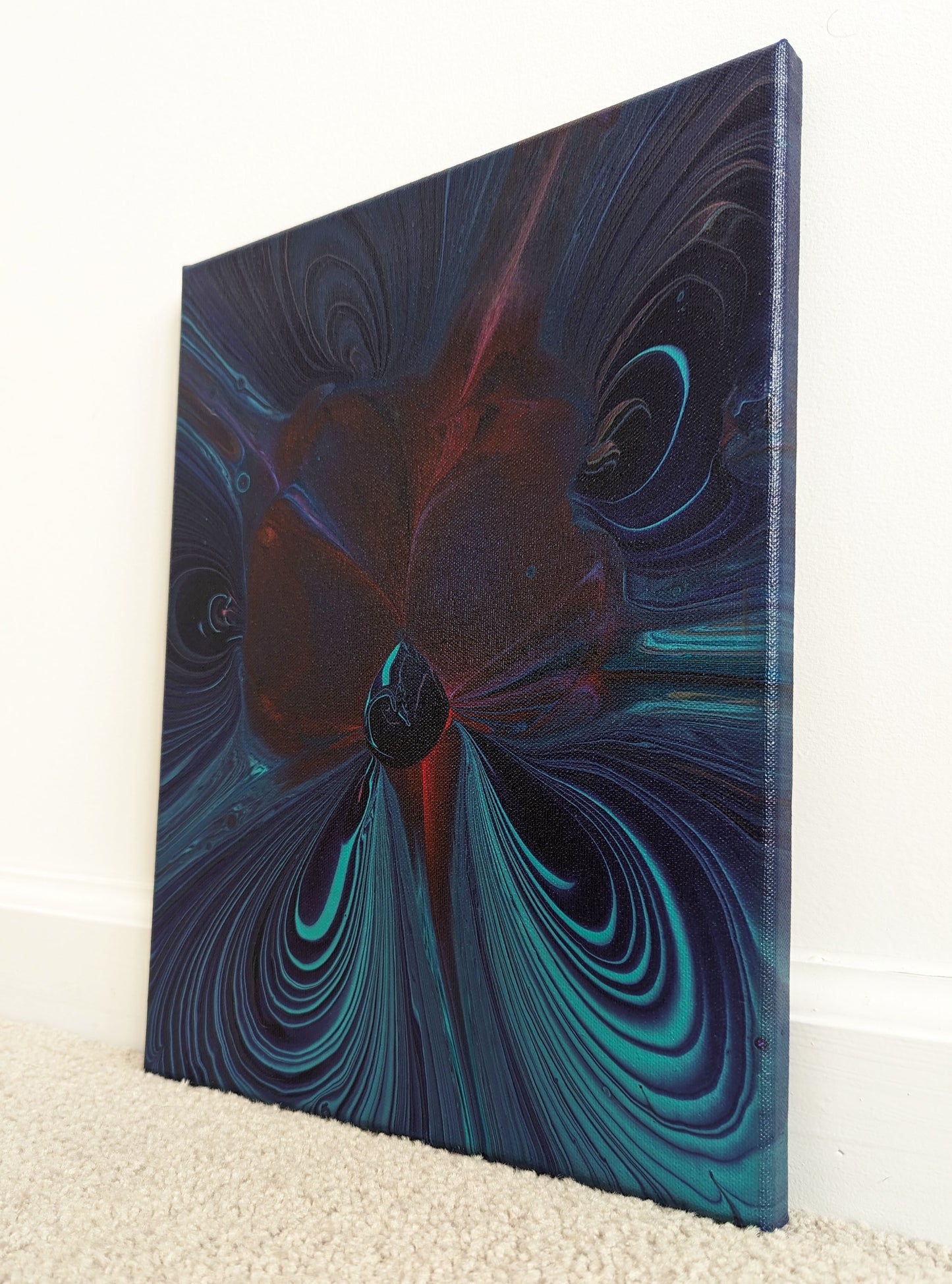 original acrylic fluid artwork named Night Orchid 11x14in