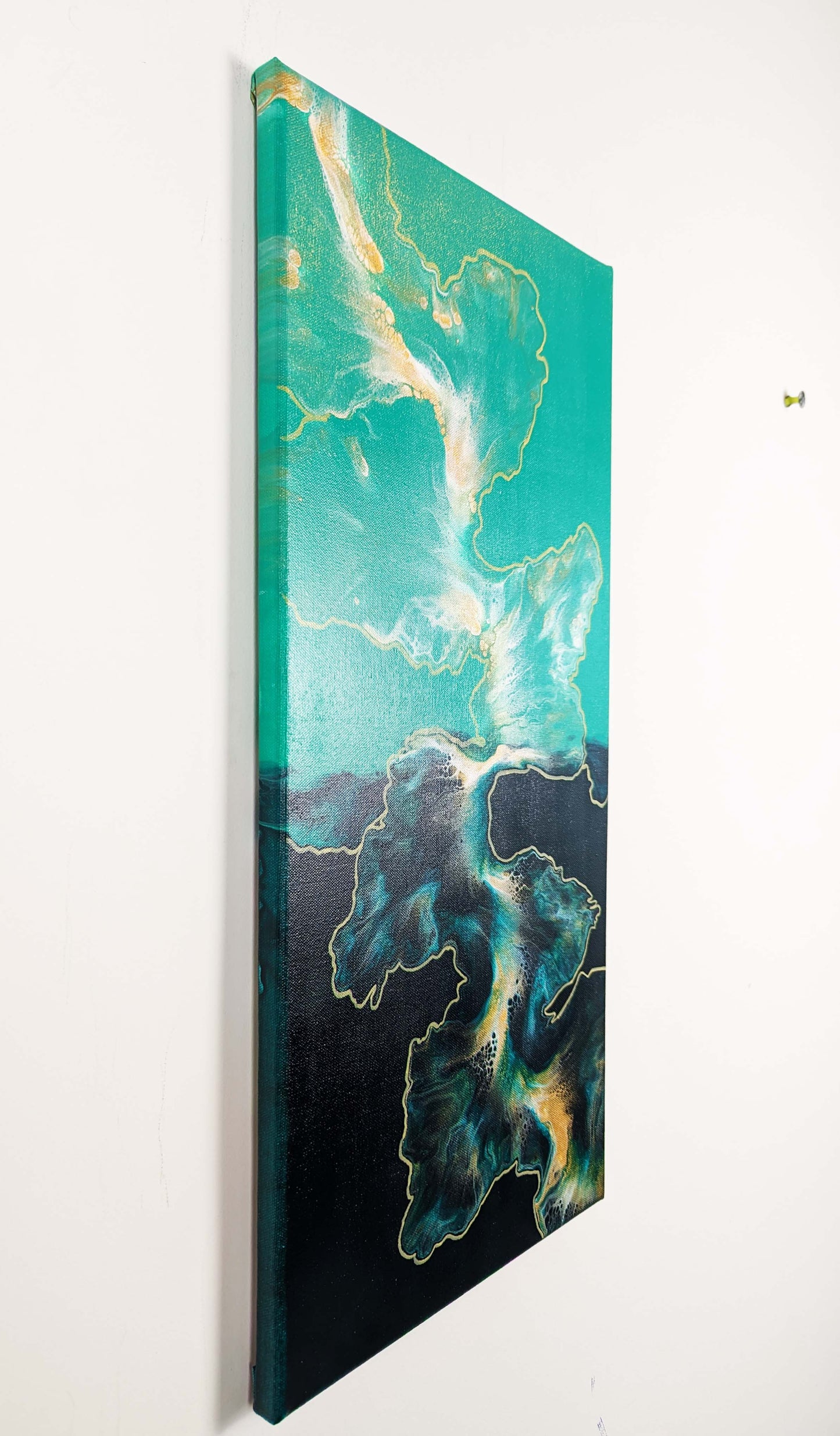 original acrylic fluid artwork named Outside The Lines 12x24in