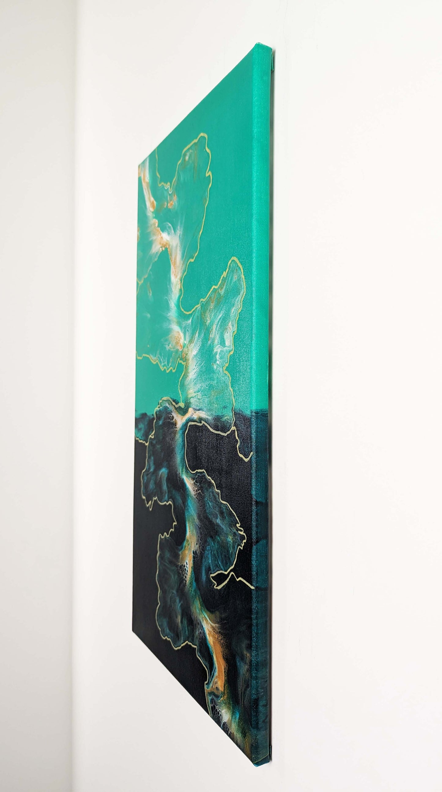 original acrylic fluid artwork named Outside The Lines 12x24in