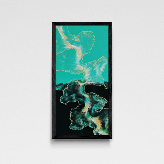 original acrylic fluid artwork named Outside The Lines 12x24in