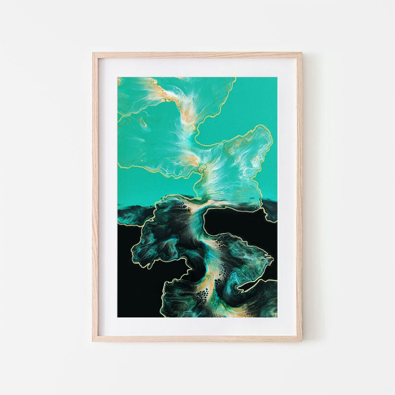 print of original acrylic fluid art piece Outside The Lines