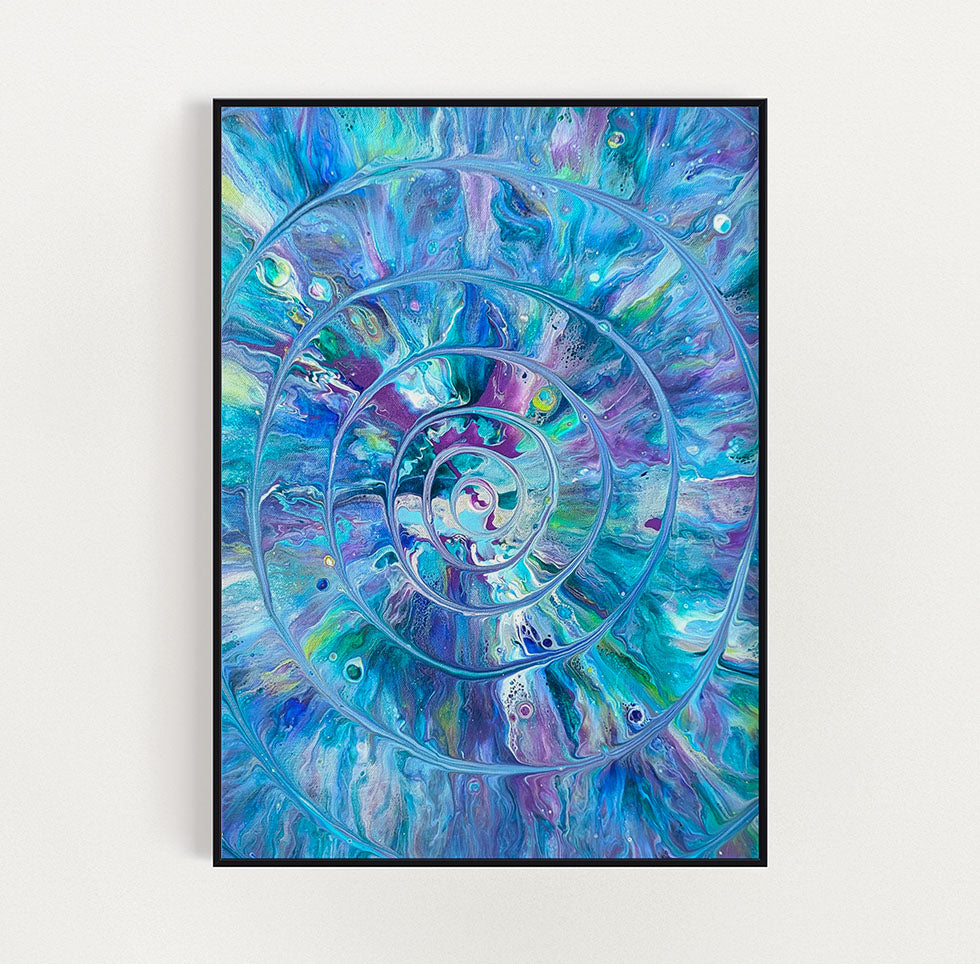 original acrylic fluid artwork named Peacock Swirl 16x20in
