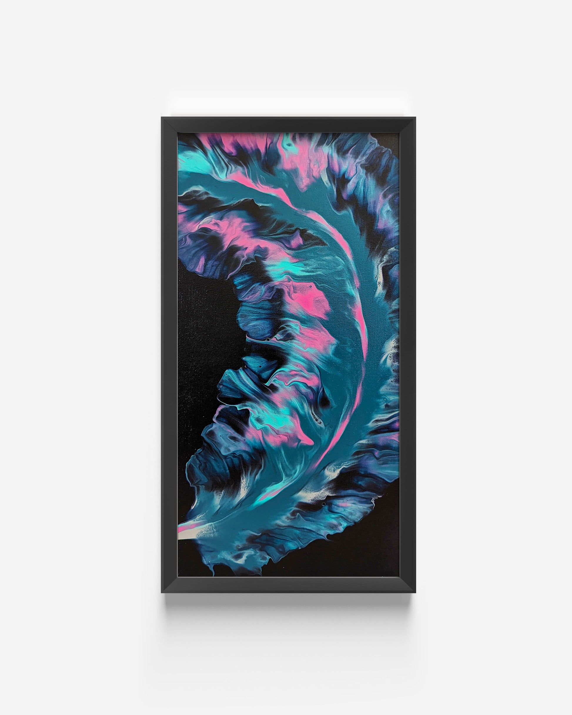 original acrylic fluid artwork named Plume 1 12x24in