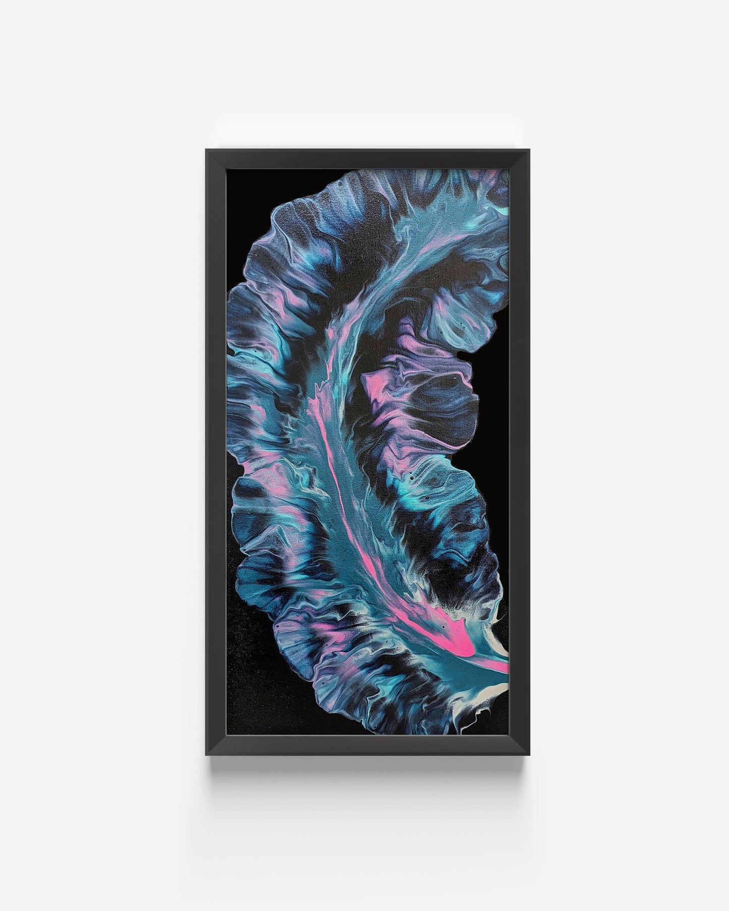 original acrylic fluid artwork named Plume 2 12x24in