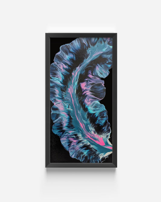 original acrylic fluid artwork named Plume 2 12x24in