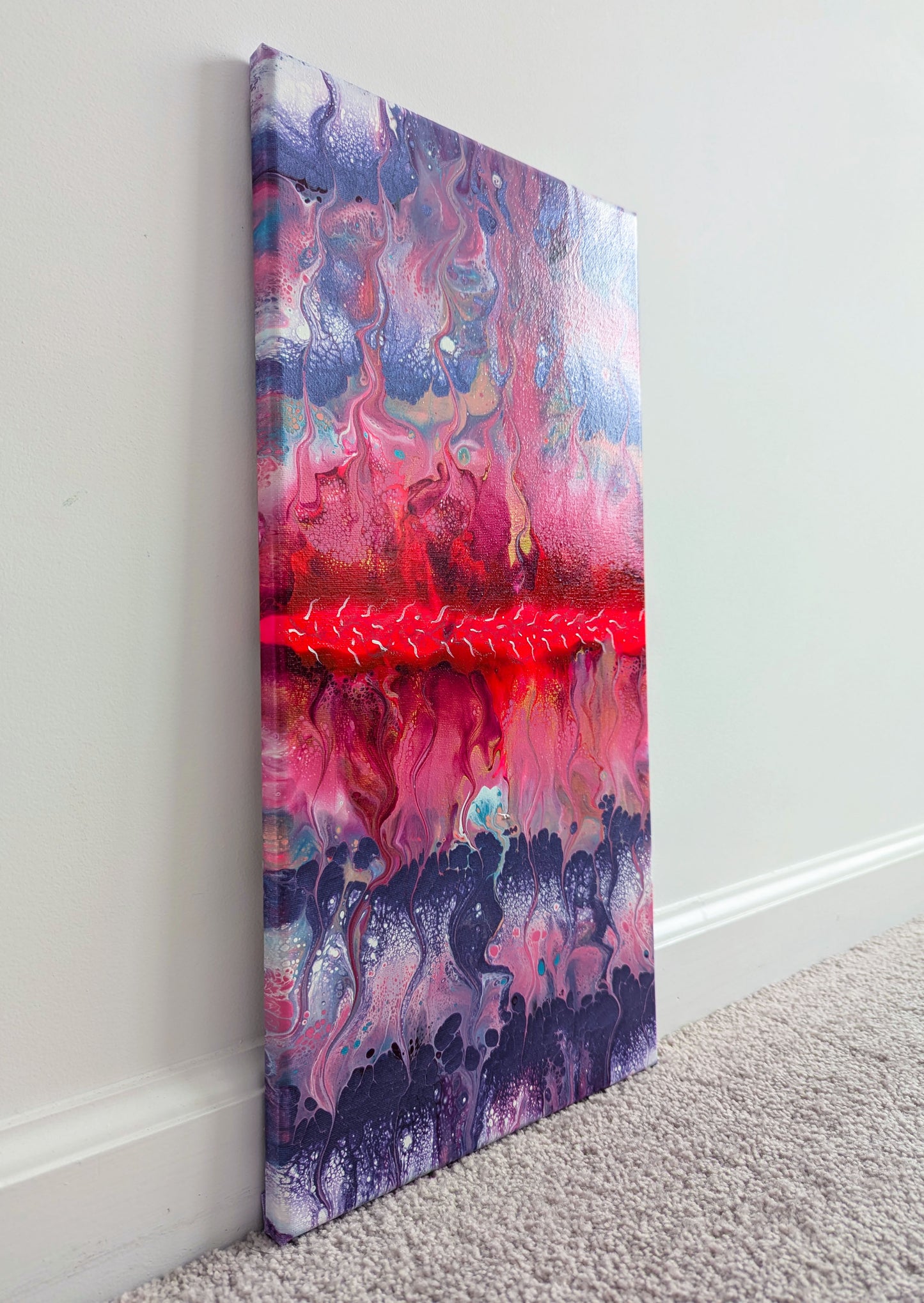 original acrylic fluid artwork named Radiate 12x24in