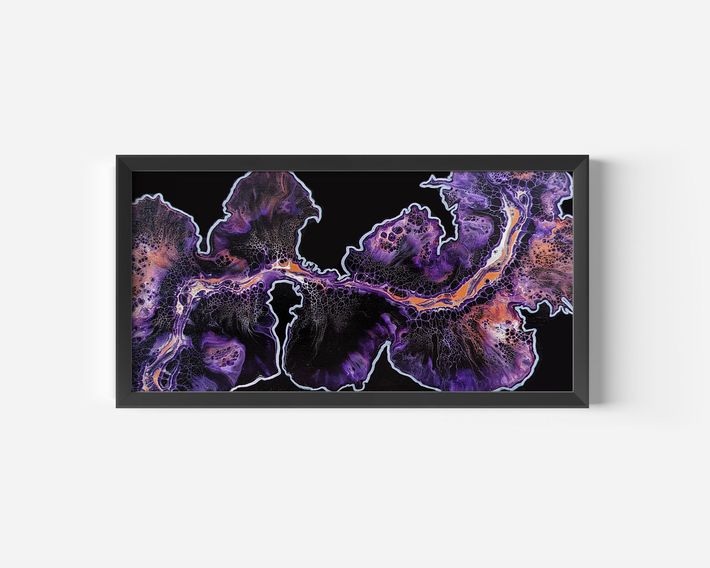 original acrylic fluid artwork named Royal Luck 12x24in