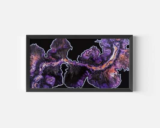 original acrylic fluid artwork named Royal Luck 12x24in