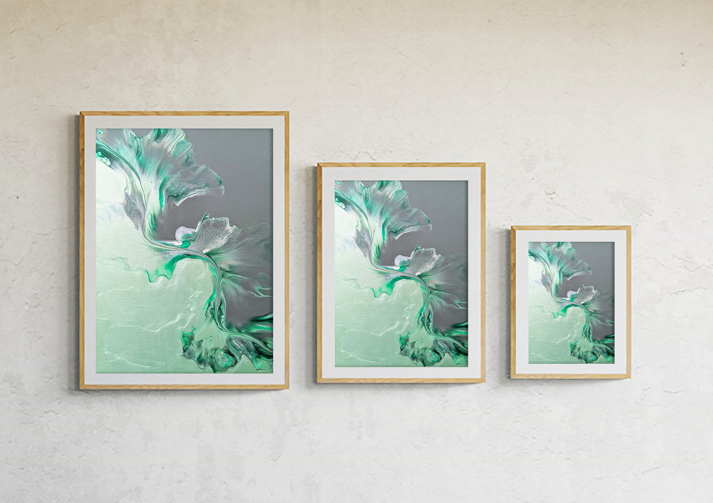 print of original acrylic fluid art piece Sea Glass