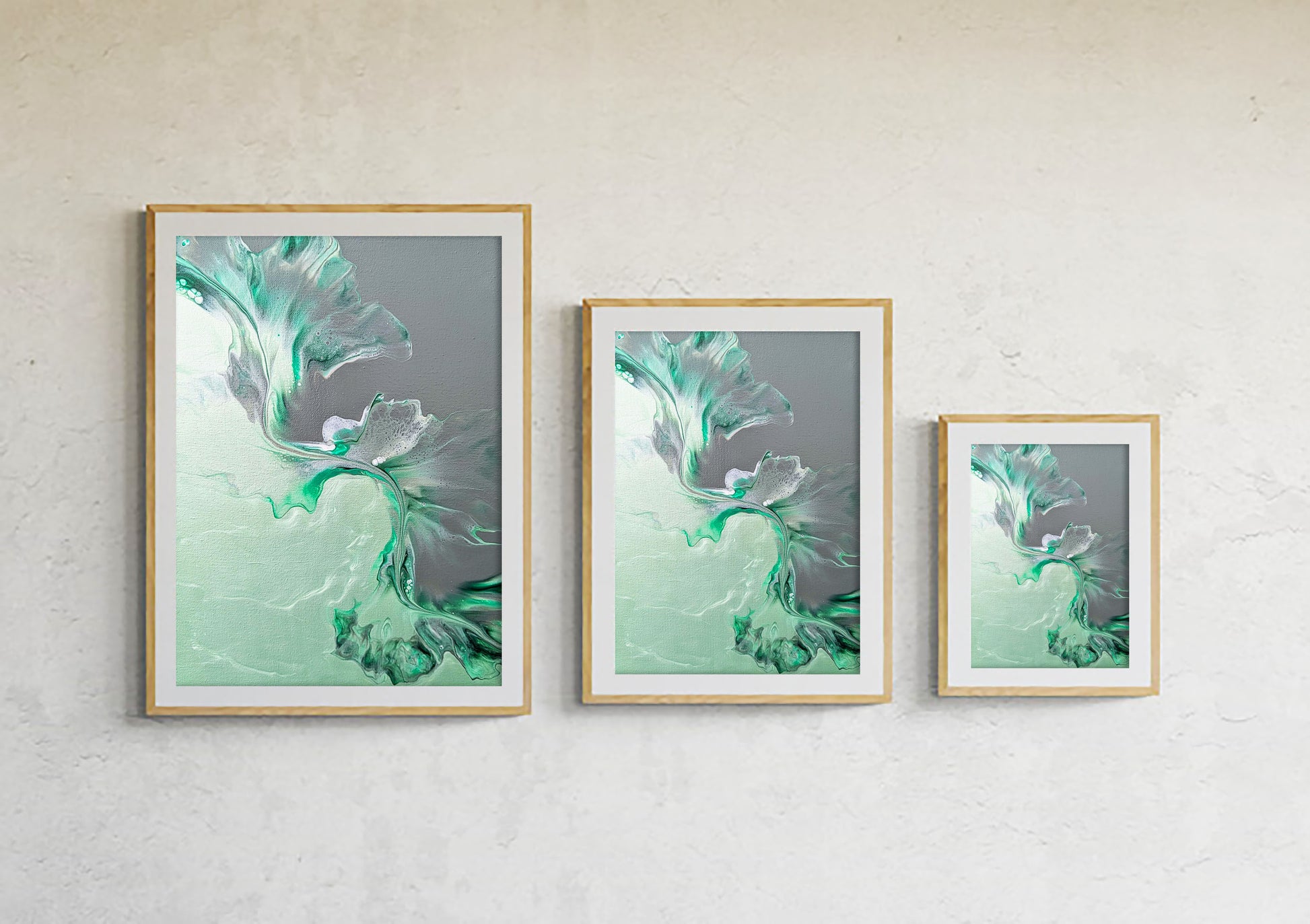 print of original acrylic fluid art piece Sea Glass