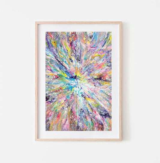 print of original acrylic fluid art piece Unicorn