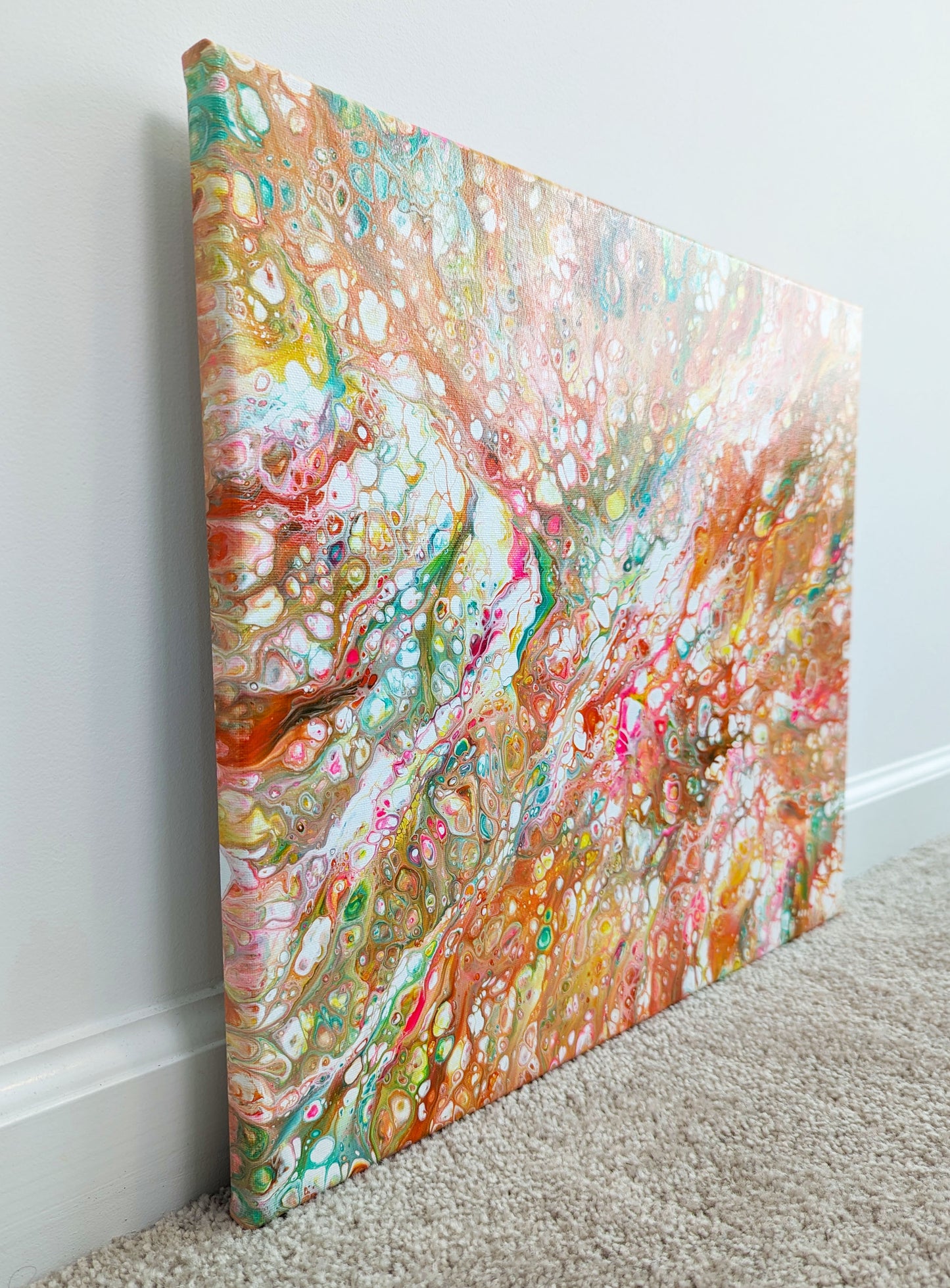 original acrylic fluid artwork named Wild Flower Fairy 16x20in