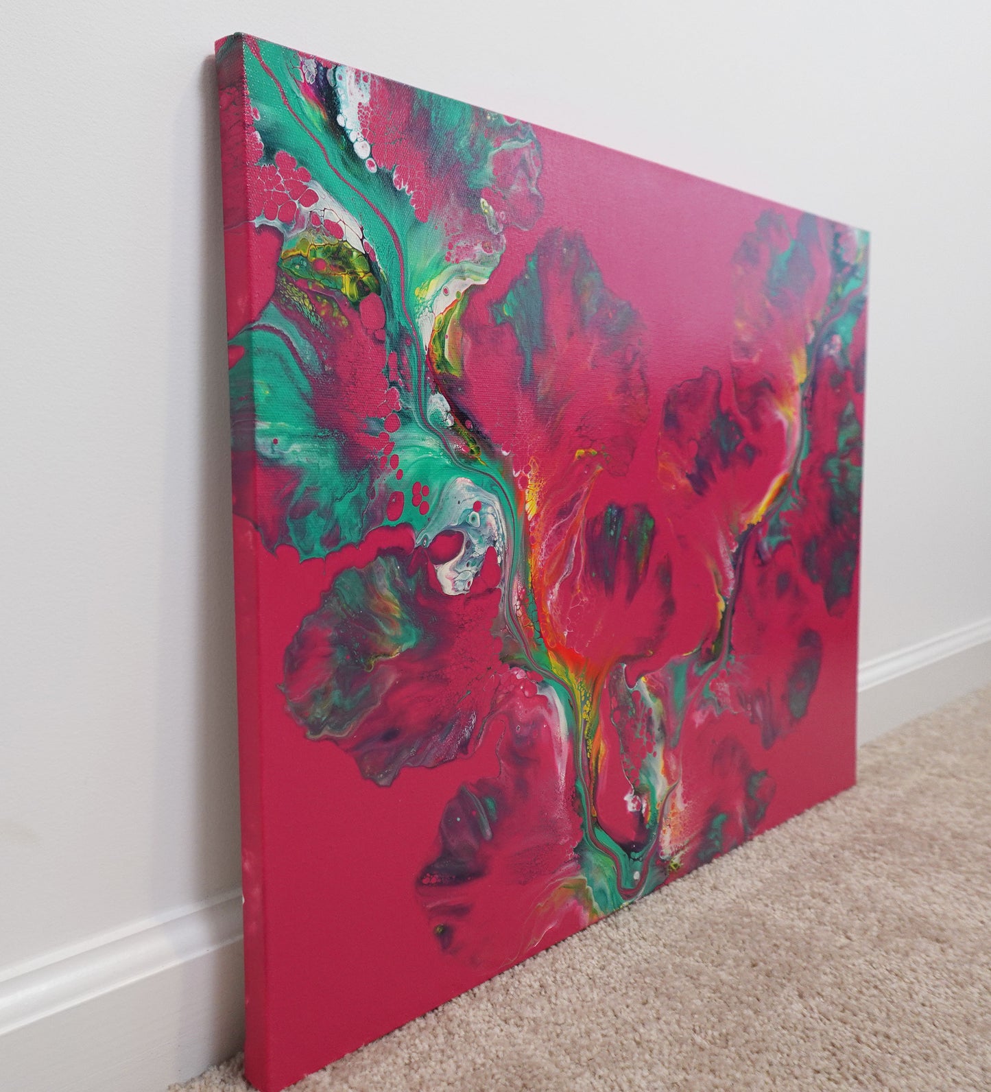 original acrylic fluid artwork named Wild Imagination 18x24in