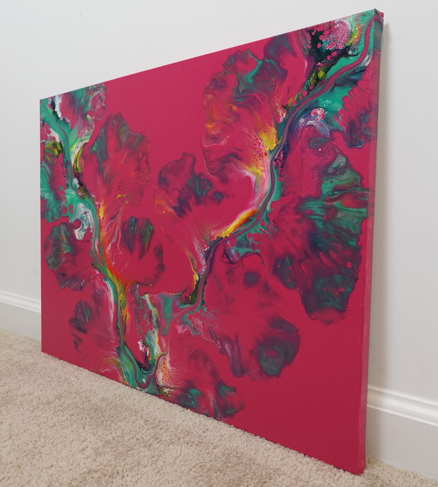 original acrylic fluid artwork named Wild Imagination 18x24in