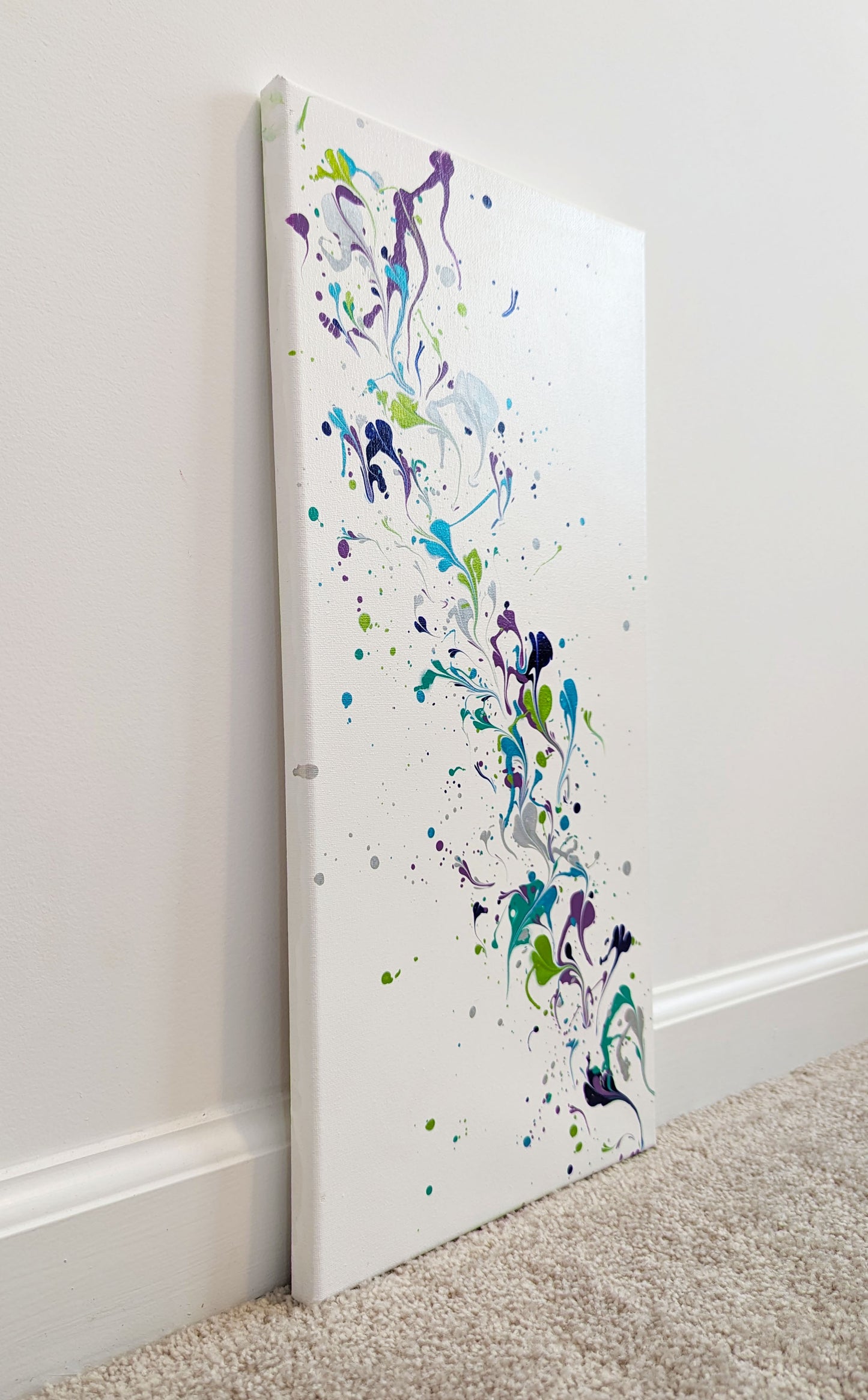 original acrylic fluid artwork named Wildflower Trail 10x20in