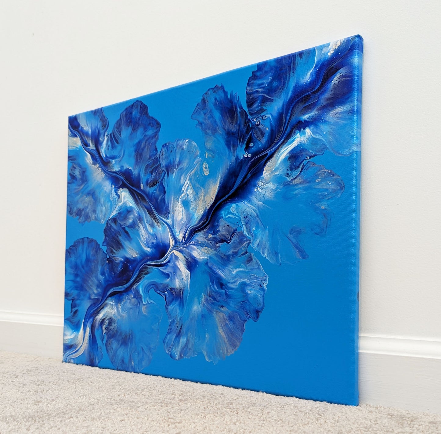 original acrylic fluid artwork named Winter Frost 16x20in