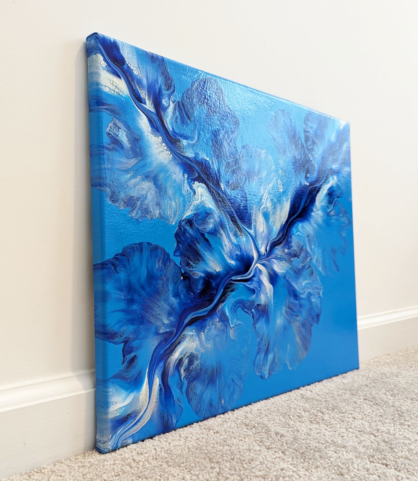original acrylic fluid artwork named Winter Frost 16x20in