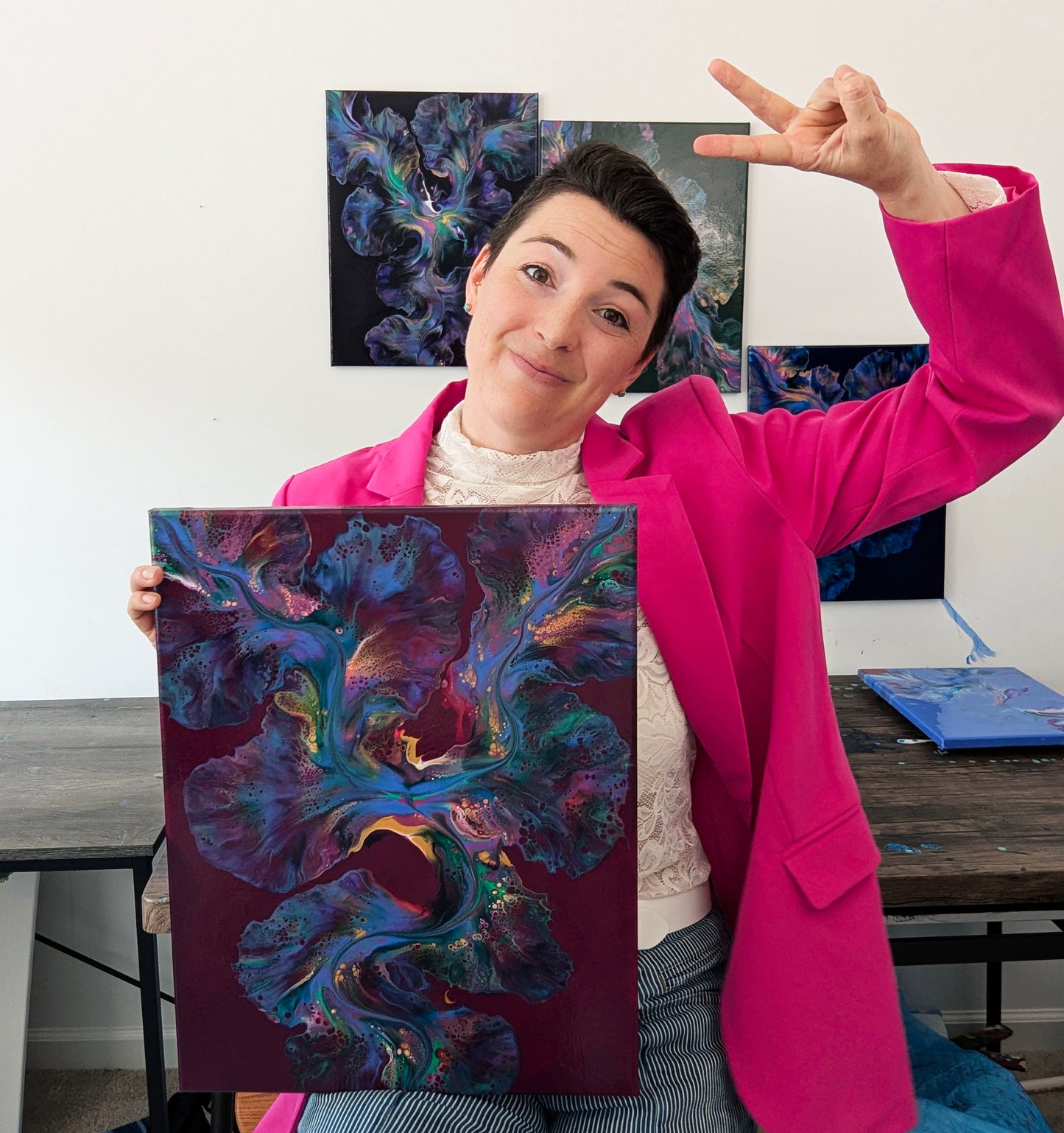 "Ember Glow" - Original Fluid Art Painting