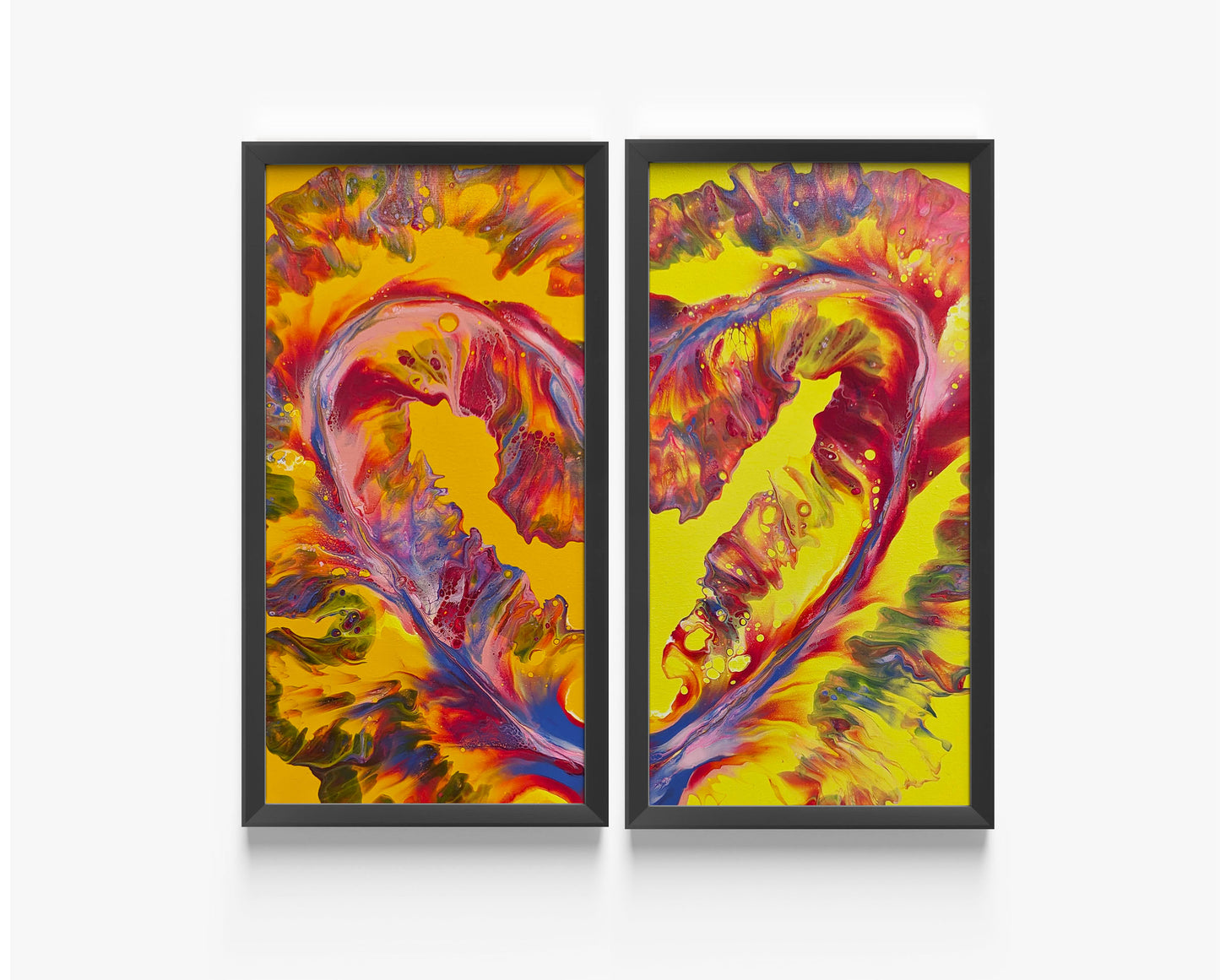 original acrylic fluid artwork named Heart3 10x20in