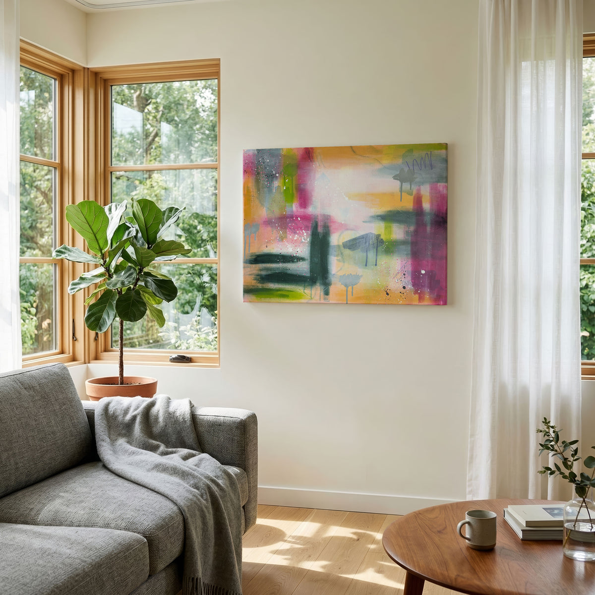 The World Beneath the Surface | Pink and Green Abstract Original Painting