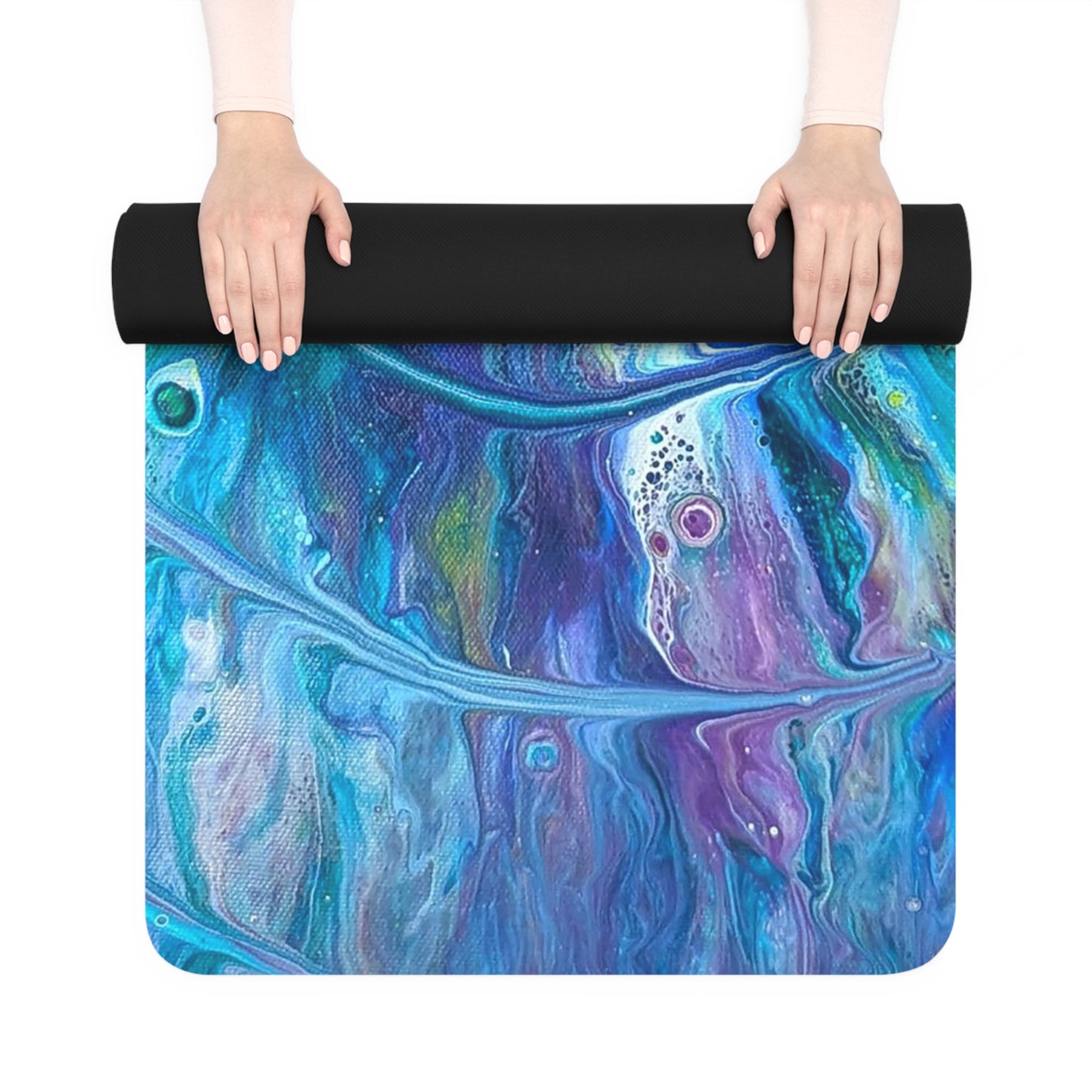 "Peacock Swirl" Rubber-backed Yoga Mat