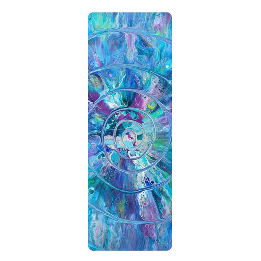 "Peacock Swirl" Rubber-backed Yoga Mat