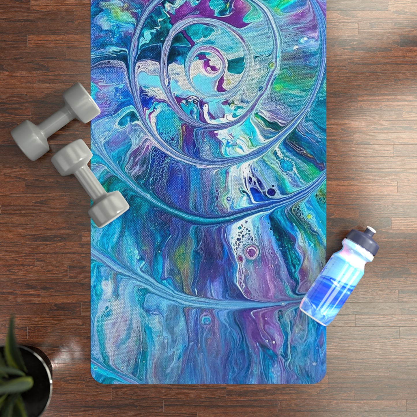 "Peacock Swirl" Rubber-backed Yoga Mat
