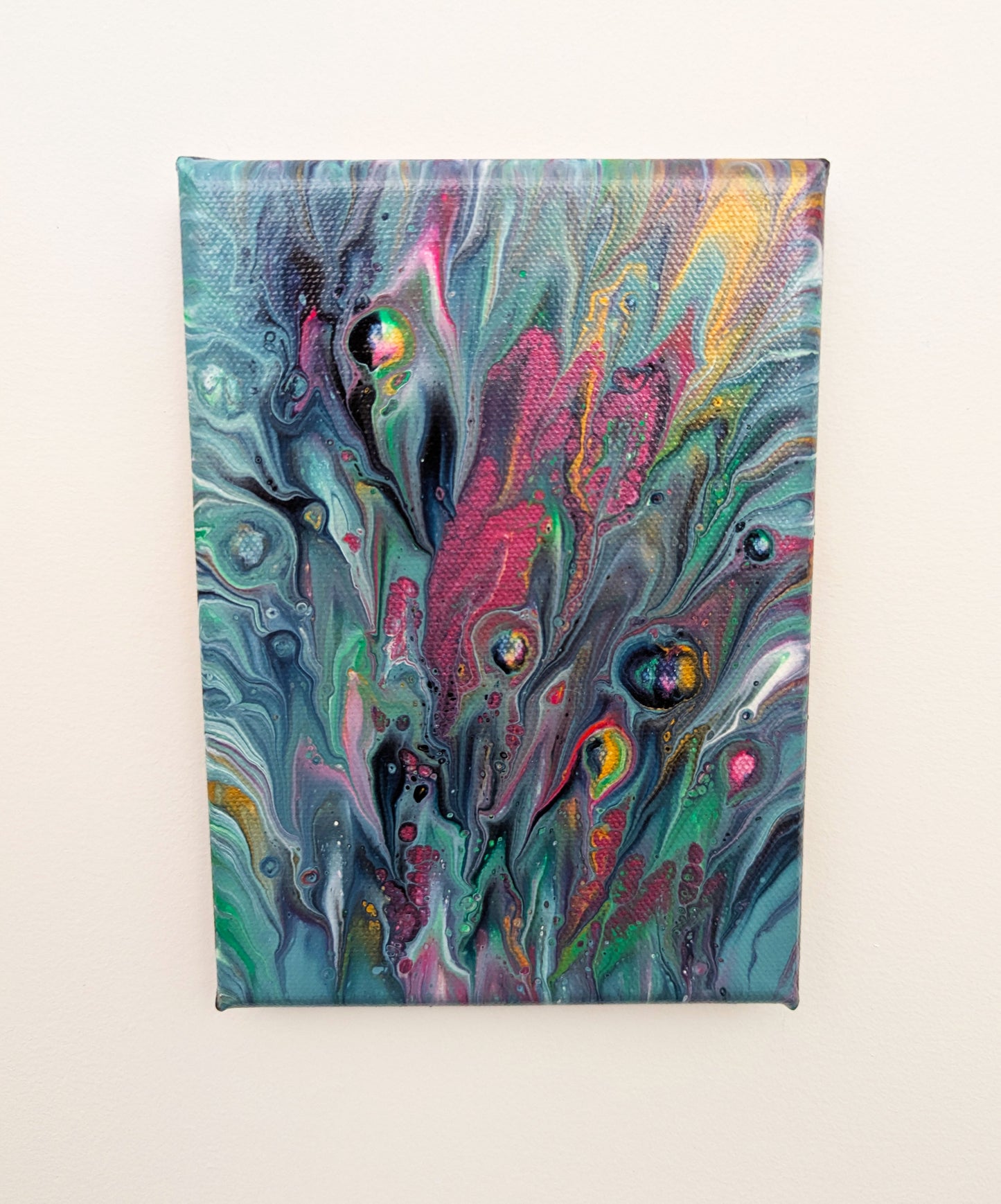 original acrylic fluid artwork named Cheeky 5x7in
