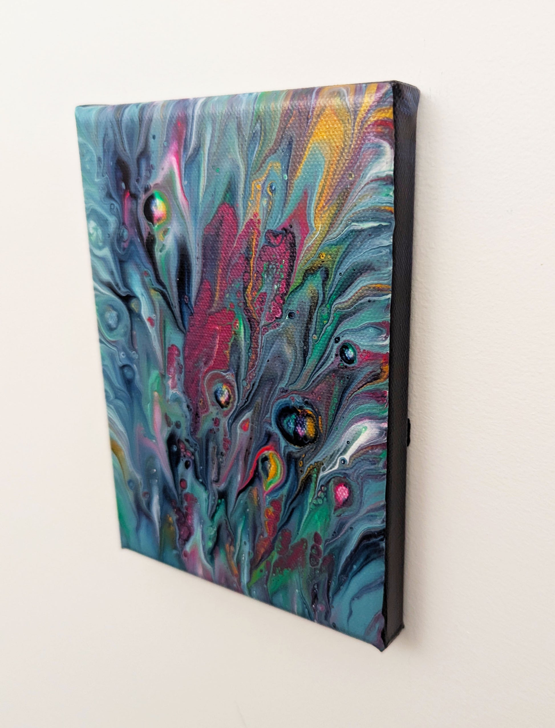 original acrylic fluid artwork named Cheeky 5x7in