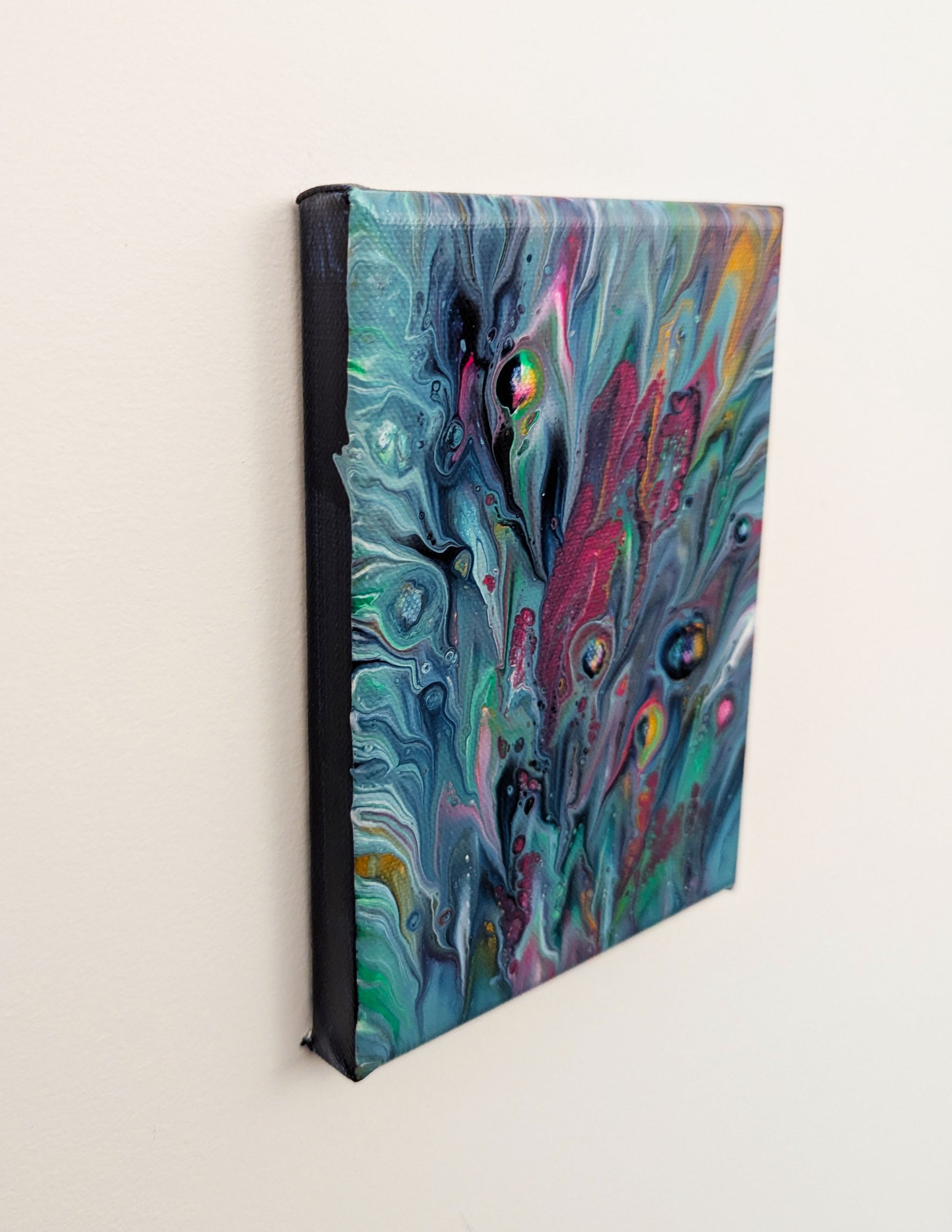 original acrylic fluid artwork named Cheeky 5x7in