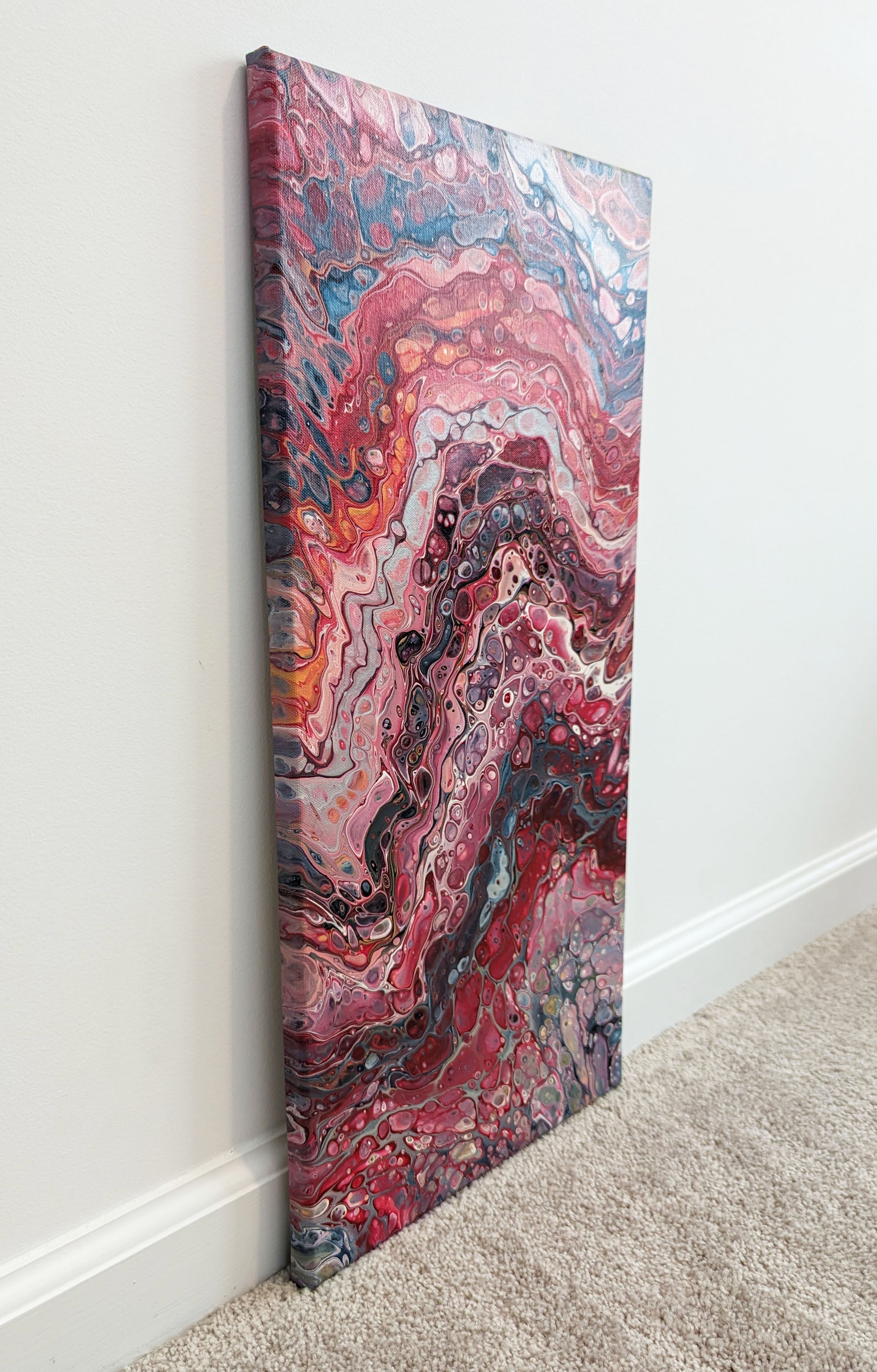 original acrylic fluid artwork named Ebb & Flow 12x24in